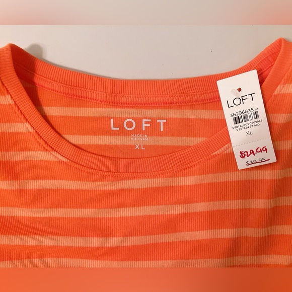 LOFT women’s ribbed Orange stripe Tshirt XL - Picture 7 of 9
